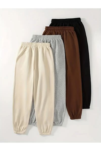QUEENSTOWN Unisex μονόχρωμο καφέ/μαύρο/γκρι/μπεζ 4 τεμάχια μεγάλου μεγέθους φούτερ