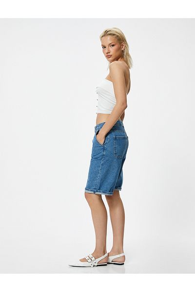 Koton X Melis Ağazat - Pantaloni scurți din denim Bermude