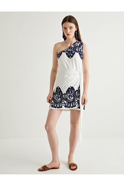 Koton X Melis Ağazat - Μίνι λινό φόρεμα με χάντρες με έναν ώμο