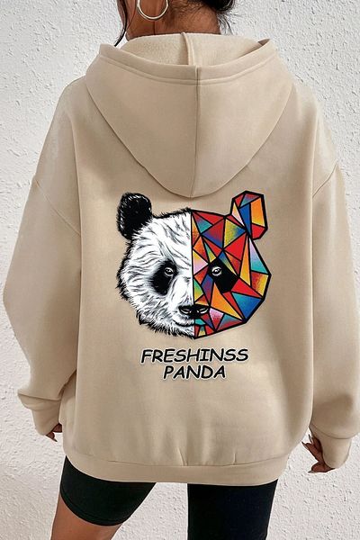 Moda Glo Unisex φούτερ με στάμπα Panda στην πλάτη