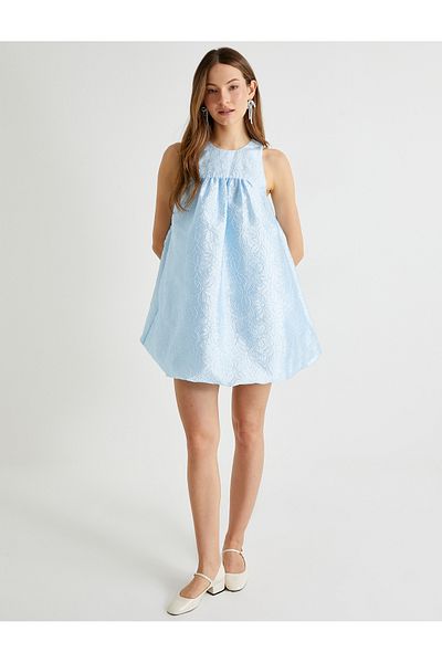 Koton X Tuba Unsanitary - Rochie cu mini balon florală, fără mâneci, cu gât rotund