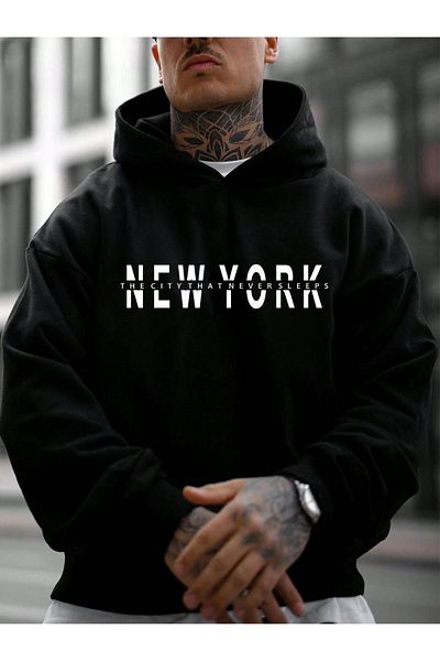 Moda Glo Hanorac scris unisex Orașul care nu doarme niciodată