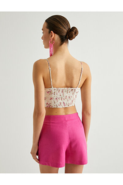 Koton X Melis Ağazat - Floral Patterned Crop Tank Top