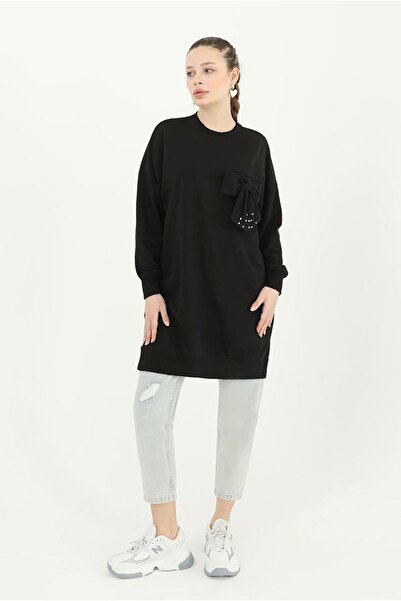 Moda Rosa 24Y4314 - Black Bow Sweat Tunic
