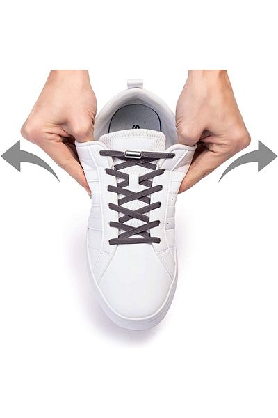 SHELAX Brown Smart Laces - Practical Elastic and Metal Locking Flat Shoelaces