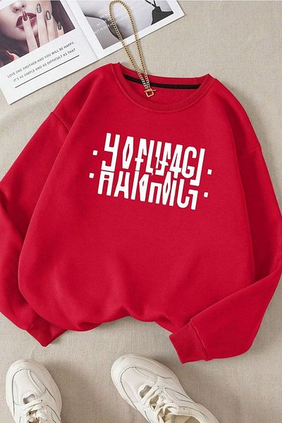 Moda Glo Унисекс дамски памучен суитшърт с кръгло деколте