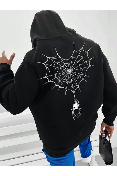 Moda Glo Unisex Back Spider Web Printed Sweatshirt