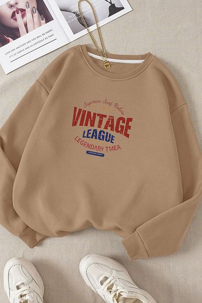 Moda Glo Unisex Vintage βαμβακερό φούτερ με λαιμόκοψη