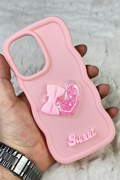 Vip Case حافظة سويتي مموجة لامعة ومزخرفة بشريط قلب ملون متوافق مع هاتف Xiaomi Redmi 12 4G