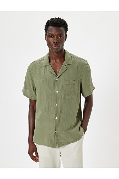 Koton Kurzarmhemd aus Baumwolle mit strukturierten Taschendetails