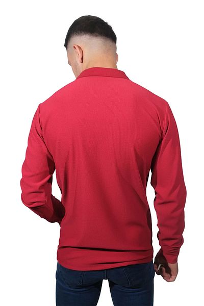 Booss Milano Men's Polo Neck Jacquard Red Sweater