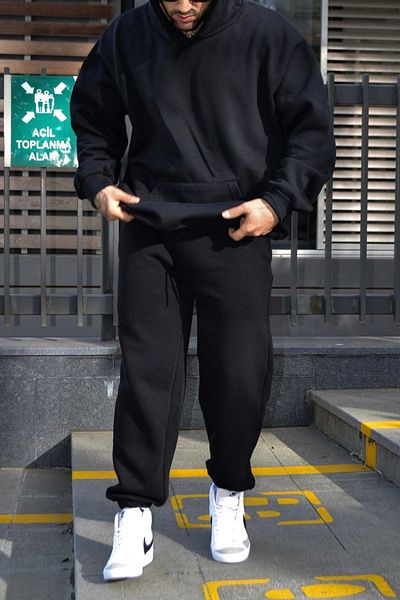 ruNadeS Ανδρικό Σετ Φούτερ με Τσέπη Καγκουρό Soft Oversize - Home Wear
