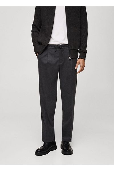 MANGO Man Regular Fit Drawstring Pleated Pants