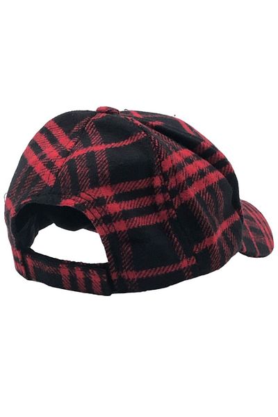 AXE SPORTSWEAR Winter Plaid Pattern Back Adjustable Velcro Stamp Fabric Cap Baseball Cap Hat