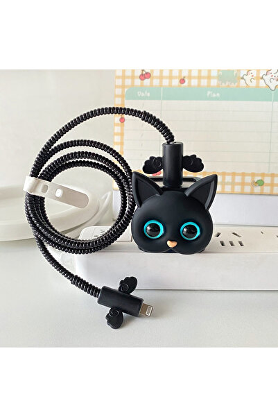 Choice جراب حماية شاحن iPhone لطيف 18 وات 20 وات غطاء رأس شاحن قطة كرتونية خط...