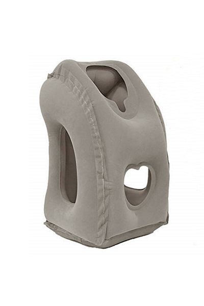 Choice grey 1pc Inflatable Travel Pillow, Airplane Pillow With Patented Valve Design, Travel Accessories Wi