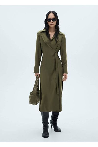 MANGO Woman Φόρεμα πουκάμισο με κομμένο περιτύλιγμα