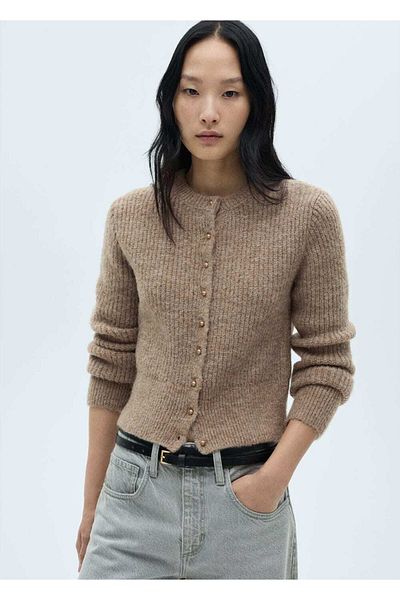 MANGO Woman Cardigan de tricotaj cu nasturi bijuterie