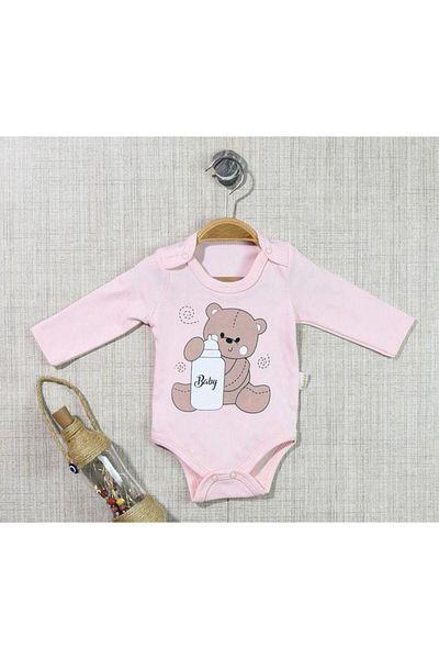 TRENDİMİZBİR Teddy Bear Printed Snap Baby Bodysuit
