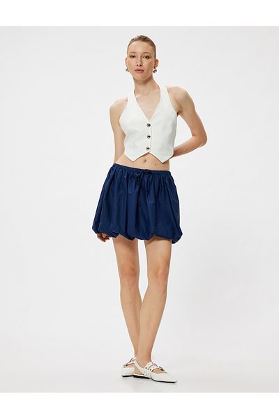 Koton Cotton Mini Balloon Skirt - Waist Tied
