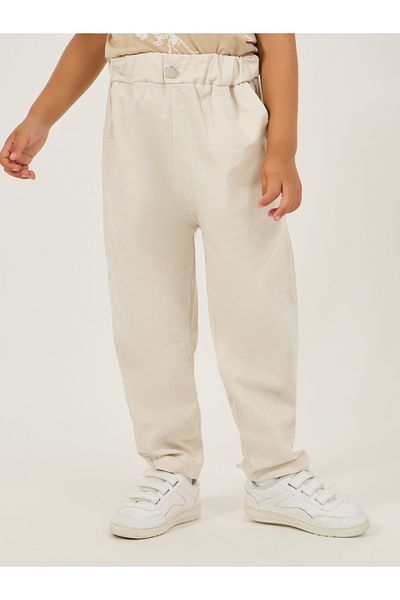 Styli Linen Look Elastic Waistband Pants