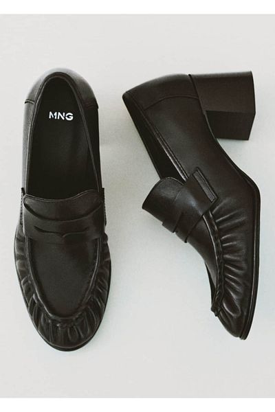 MANGO Woman Leather Shoes with Gusseted Heel