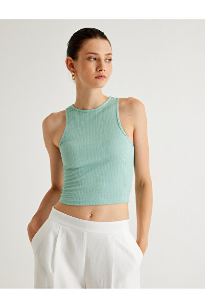 Koton Melis Ağazat - Basic Halter Collar Textured Tank Top
