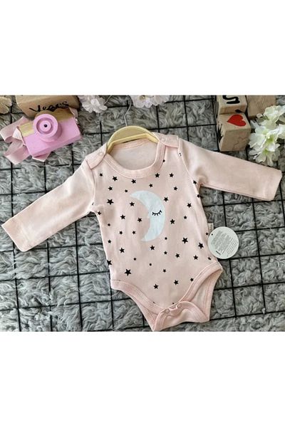 TRENDİMİZBİR Moon Star Printed Snap Baby Bodysuit