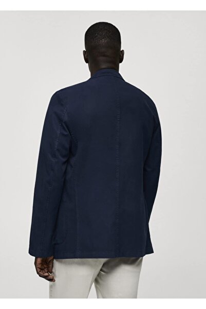 MANGO Man Dar kesim keten-pamuk karışımlı blazer ceket