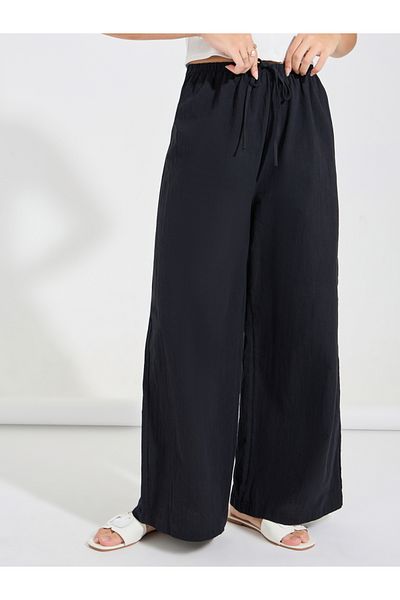 Luxewave By Styli Solid Wide Leg Pants with Drawstring