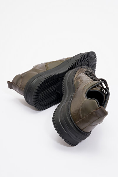 MARCOMEN Erkek Kalın Taban Bağcıklı Comfort Casual Ayakkabı Gerçek Deri Mc 20326 Haki