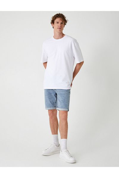 Koton Βαμβακερό Slim Fit Τζιν βερμούδα - Λεπτομέρεια τσέπης