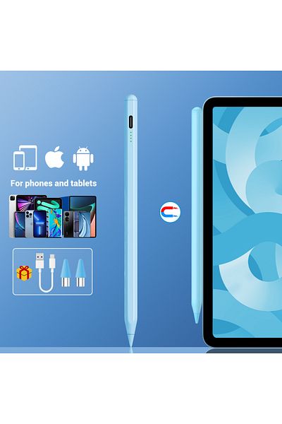Choice قلم ستايلس أزرق عالمي لأجهزة أندرويد وآي أو إس وقلم لمس سعوي لأجهزة آيباد وآبل بينسل للرسم