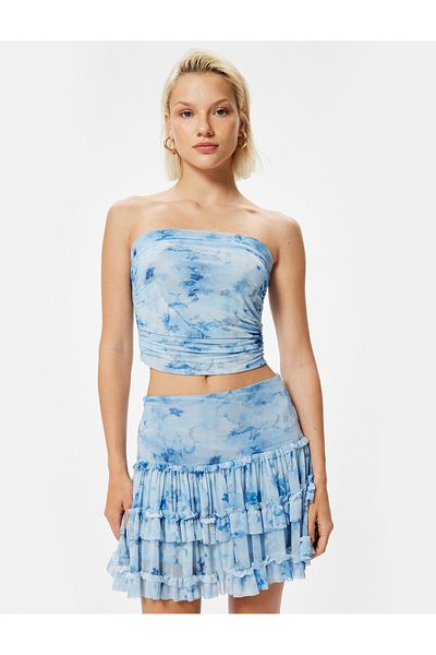 Koton Voluminous Mini Skirt - Floral Pattern and Ruffles
