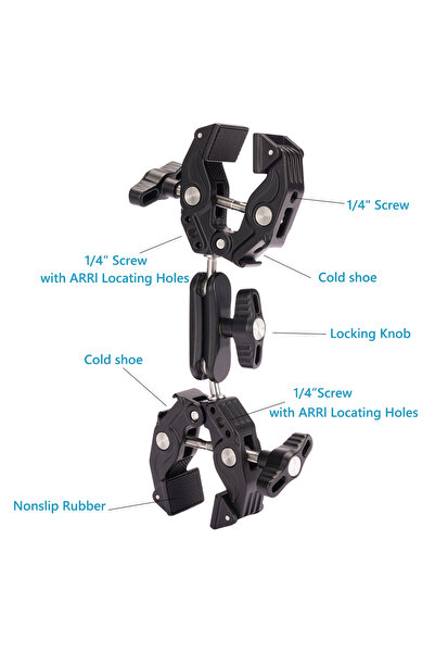 Choice مشبك مزدوج سوبر 2024 مشبك ذراع سوبر مزدوج جديد من الألومنيوم مع حذاء بارد 1/4 360 رأس مزدوج