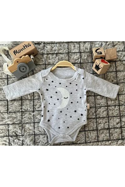 TRENDİMİZBİR Moon Star Printed Snap Baby Bodysuit