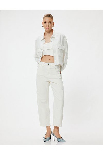 Koton Lockere Jeans mit hoher Taille - Jeans mit Ballonschnitt und Knöpfen