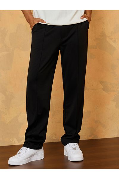 Styli Front Pintuck Knit Relax Fit Pants