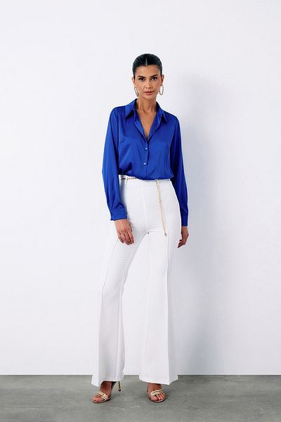 Sateen Sax Blue Satin Shirt