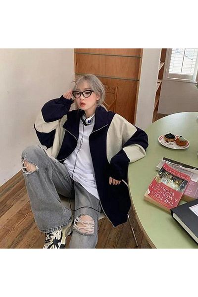 Touz Moda Trening vintage Baggy Parachute Fabric College Jacket