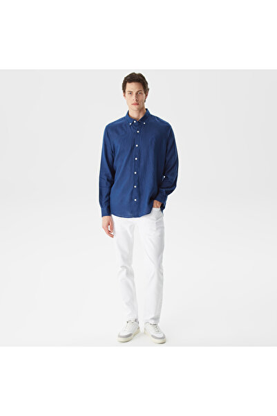 Nautica Erkek Lacivert Classic Fit Uzun Kollu Keten Gömlek