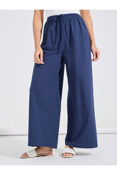 Luxewave By Styli Solid Wide Leg Pants with Drawstring
