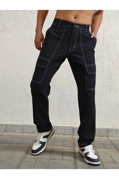 Hubberholme By Styli Relaxed Fit Cargo Pants with Contrast Stitch Detail