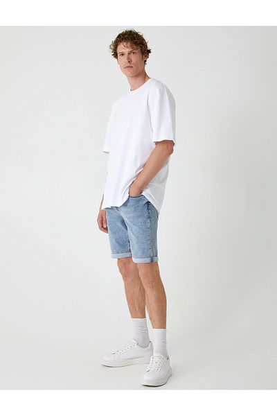 Koton Βαμβακερό Slim Fit Τζιν βερμούδα - Λεπτομέρεια τσέπης