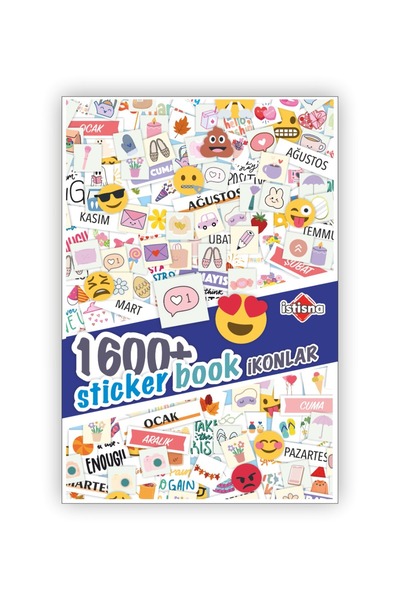 İstisna 16 Sayfa 1600+ Ikonlar Emoji Sticker Book Etiket Kitabı Sticker Defteri A5 Boyut Etiket Seti