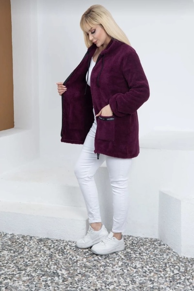 xlargebutik Purple Baddal Plush Fleece - Plus Size Clothing, Warm Soft