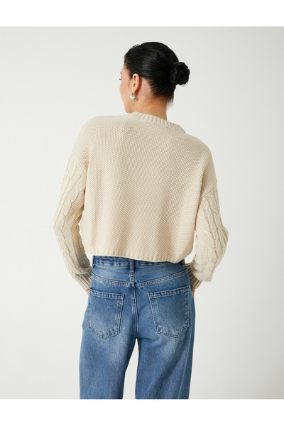 Koton Crew Neck hosszú ujjú haj kötött pulóver
