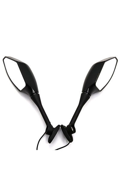 Choice مرآة جانبية سوداء للدراجات النارية مزودة بإشارات انعطاف مدمجة وإضاءة L...