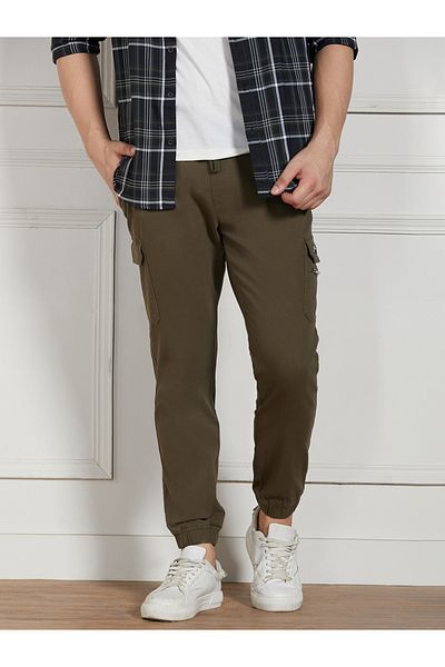 Dennis Lingo By Styli Cotton Lycra Solid Stretchable Regular Fit Cargo Joggers