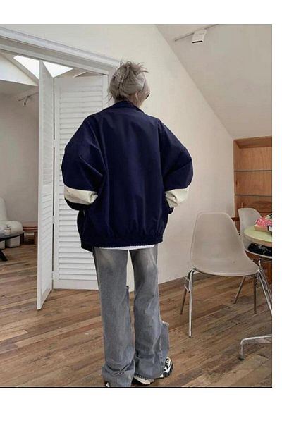 Touz Moda Trening vintage Baggy Parachute Fabric College Jacket